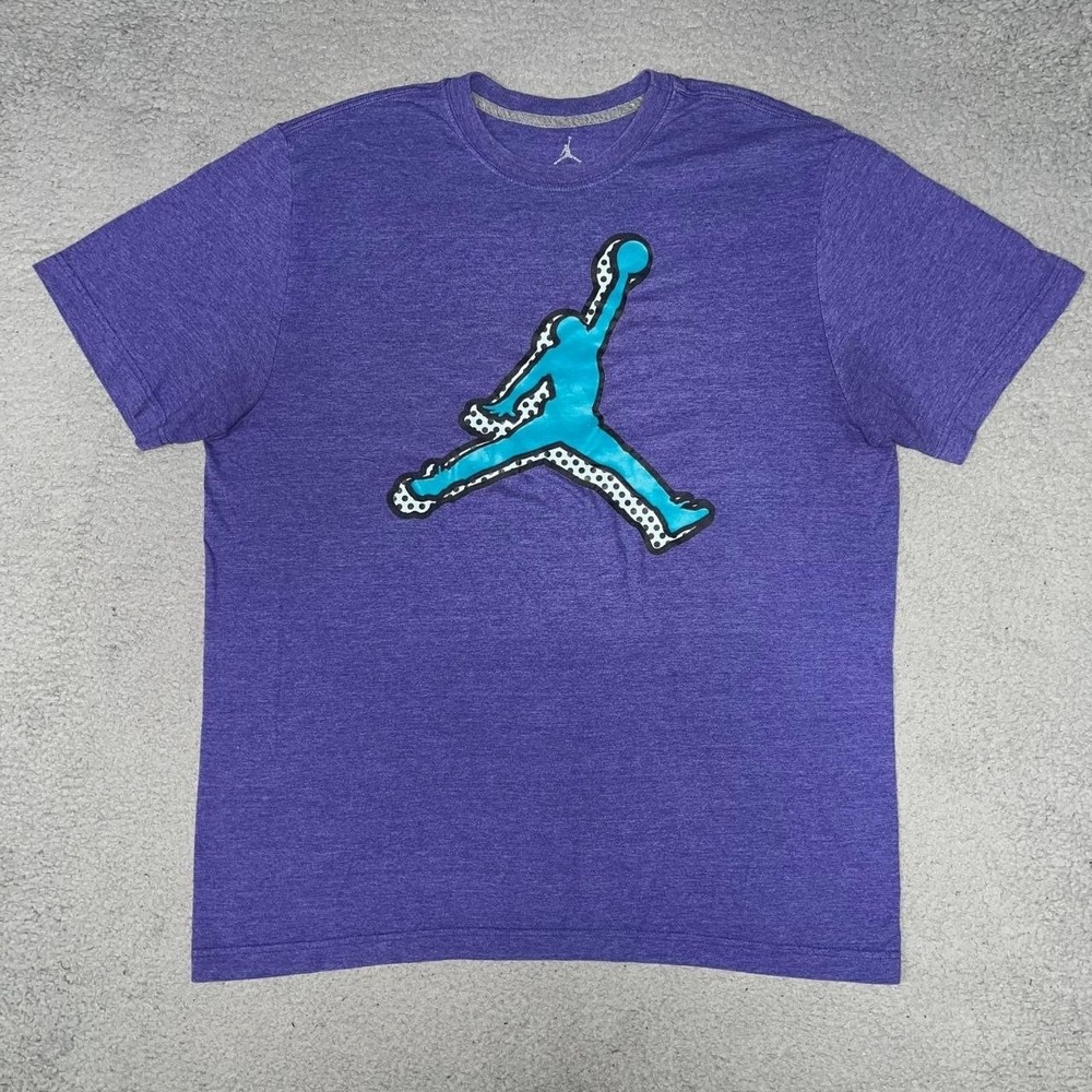 Nike Air Jordan Jumpman Big Logo T Shirt Men's Size XL Purple Teal 2-Sided Tee